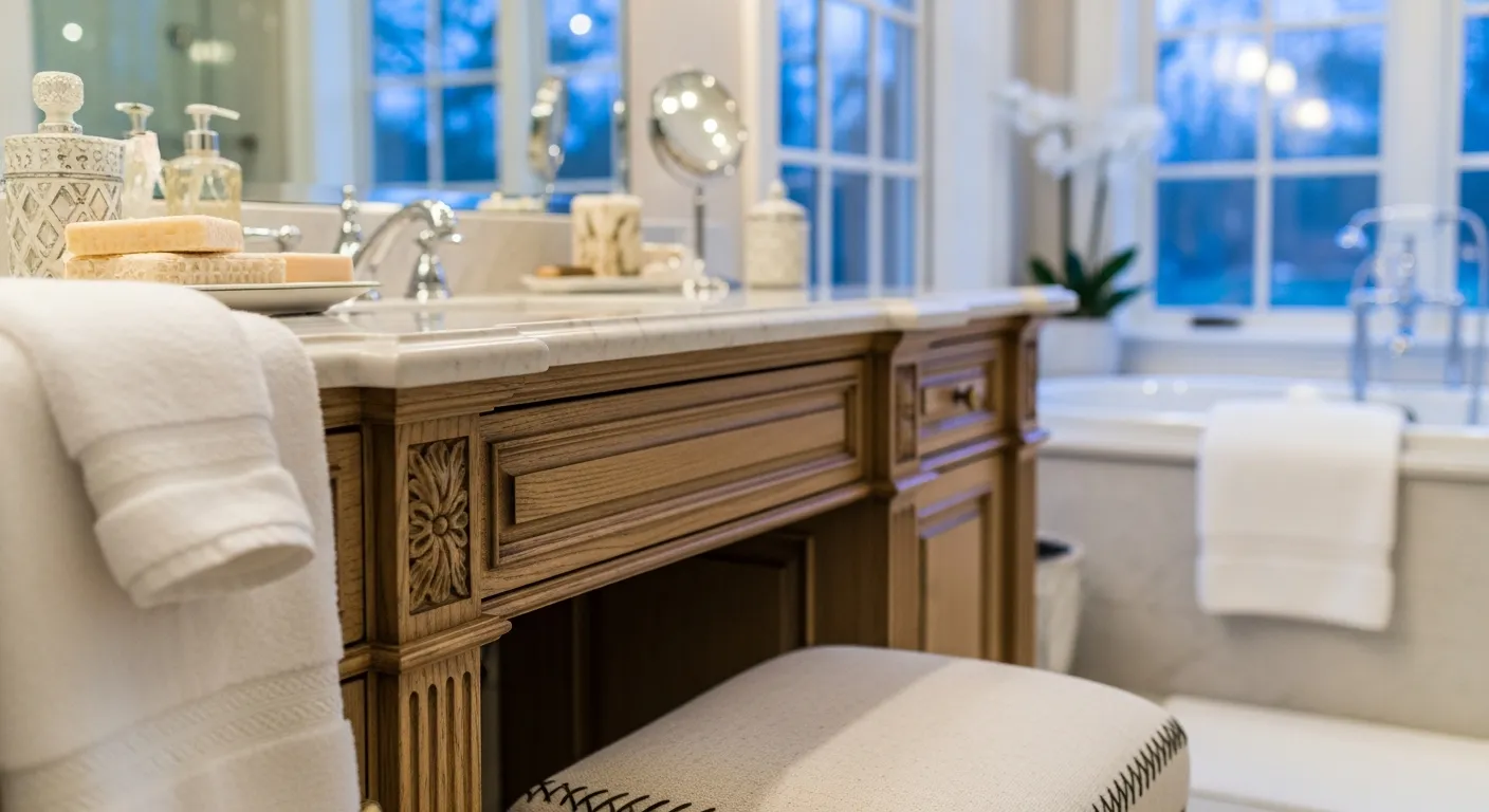 Freestanding soaking tub centered in a room demonstrating classic luxury bathroom ideas