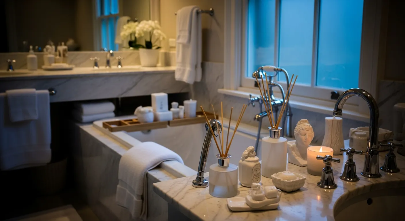 Bright white bathroom wainscoting and gold fixtures embodying classic luxury bathroom ideas