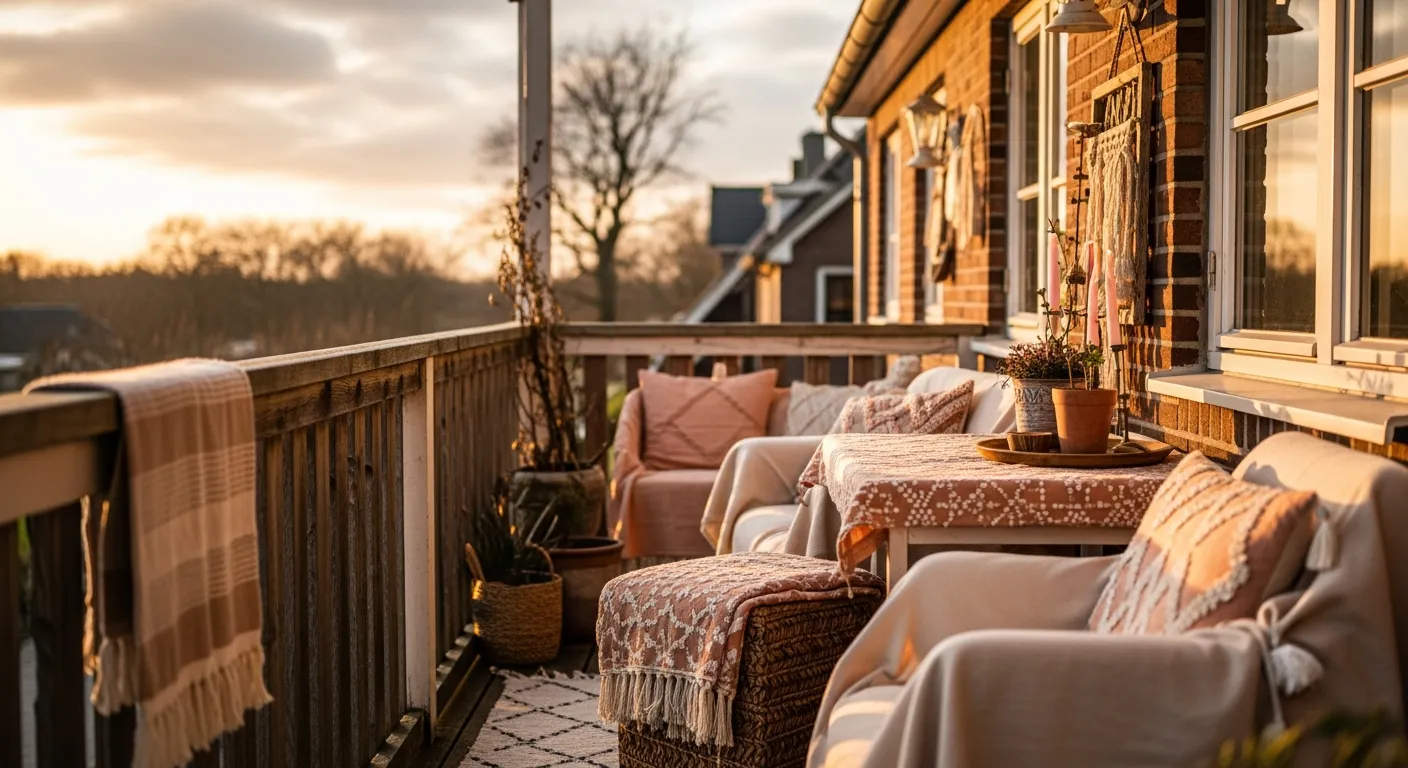 Woven furniture setup for farmhouse outdoor balcony ideas