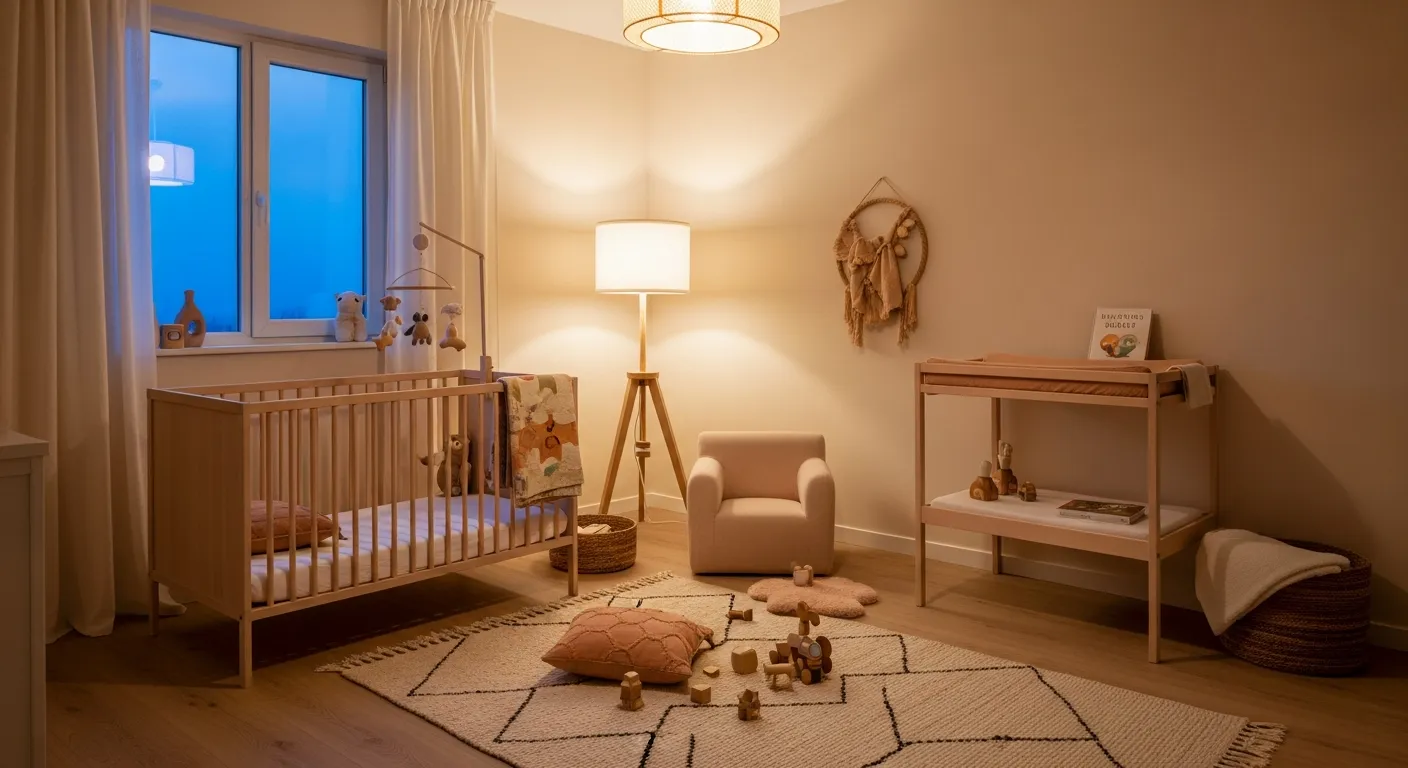 Creamy peach walls in a calm room illustrating the psychology of Japandi Nursery & Kids Room ideas