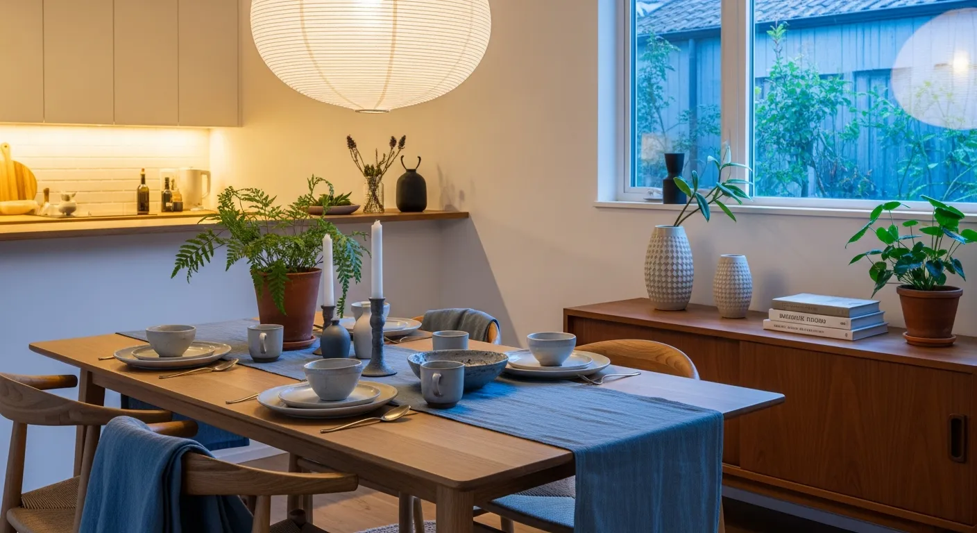 Styling details and textures for modern Japandi Dining Room ideas