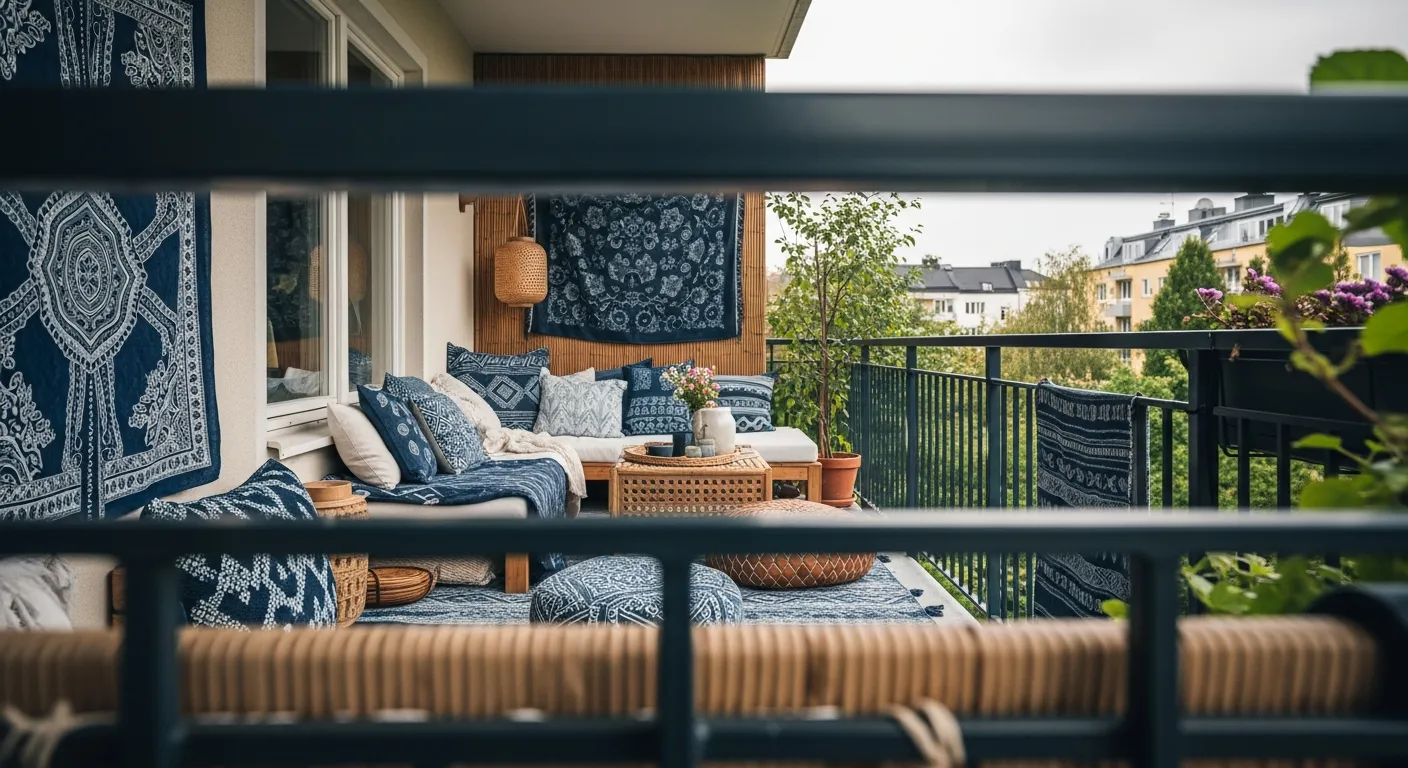 Completed look for indigo bohemian outdoor balcony ideas