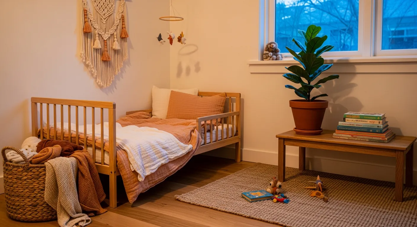 Textured decor elements in a room showcasing Japandi Nursery & Kids Room ideas