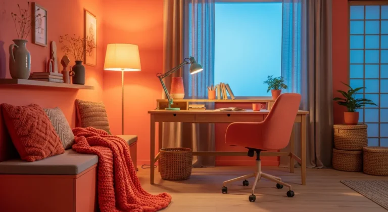 Japandi Home Office Ideas: Energized Zen with Coral Accents