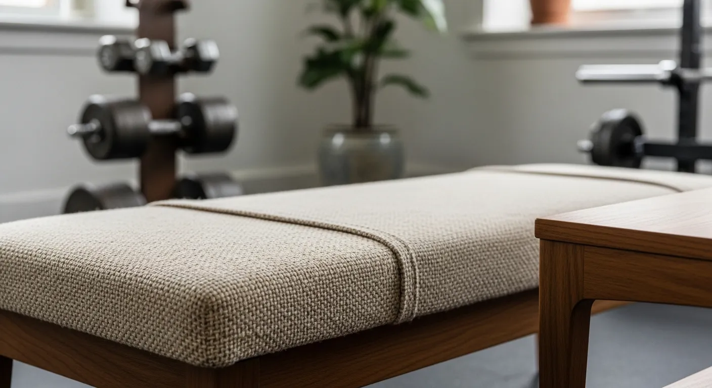 Walnut wood fitness equipment illustrating Mid-Century Modern Home Gym ideas