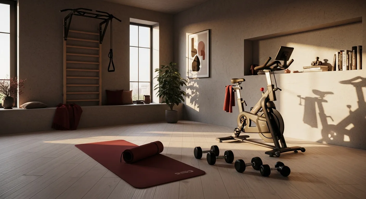 Step by step guide to recreating minimalist home gym ideas with red walls
