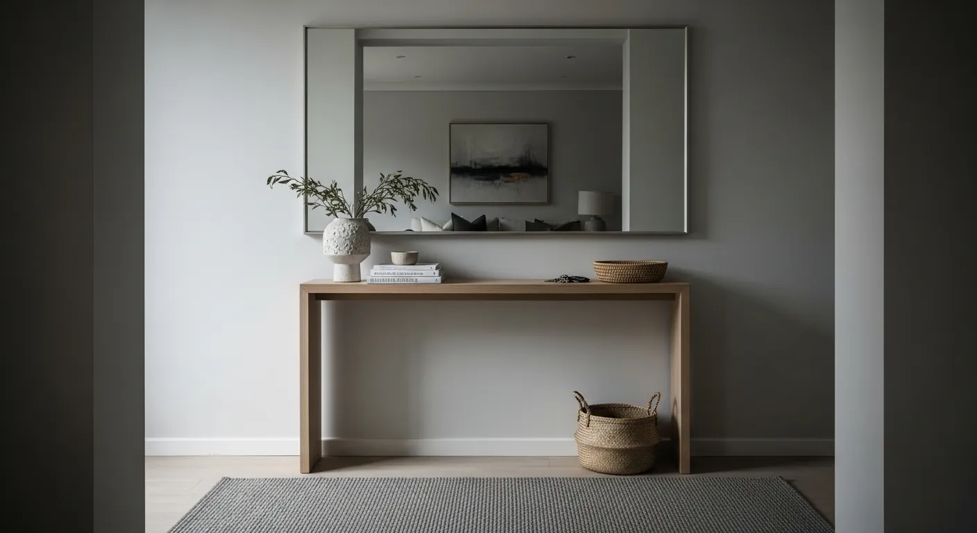 Budget friendly minimalist entryway ideas with gray walls