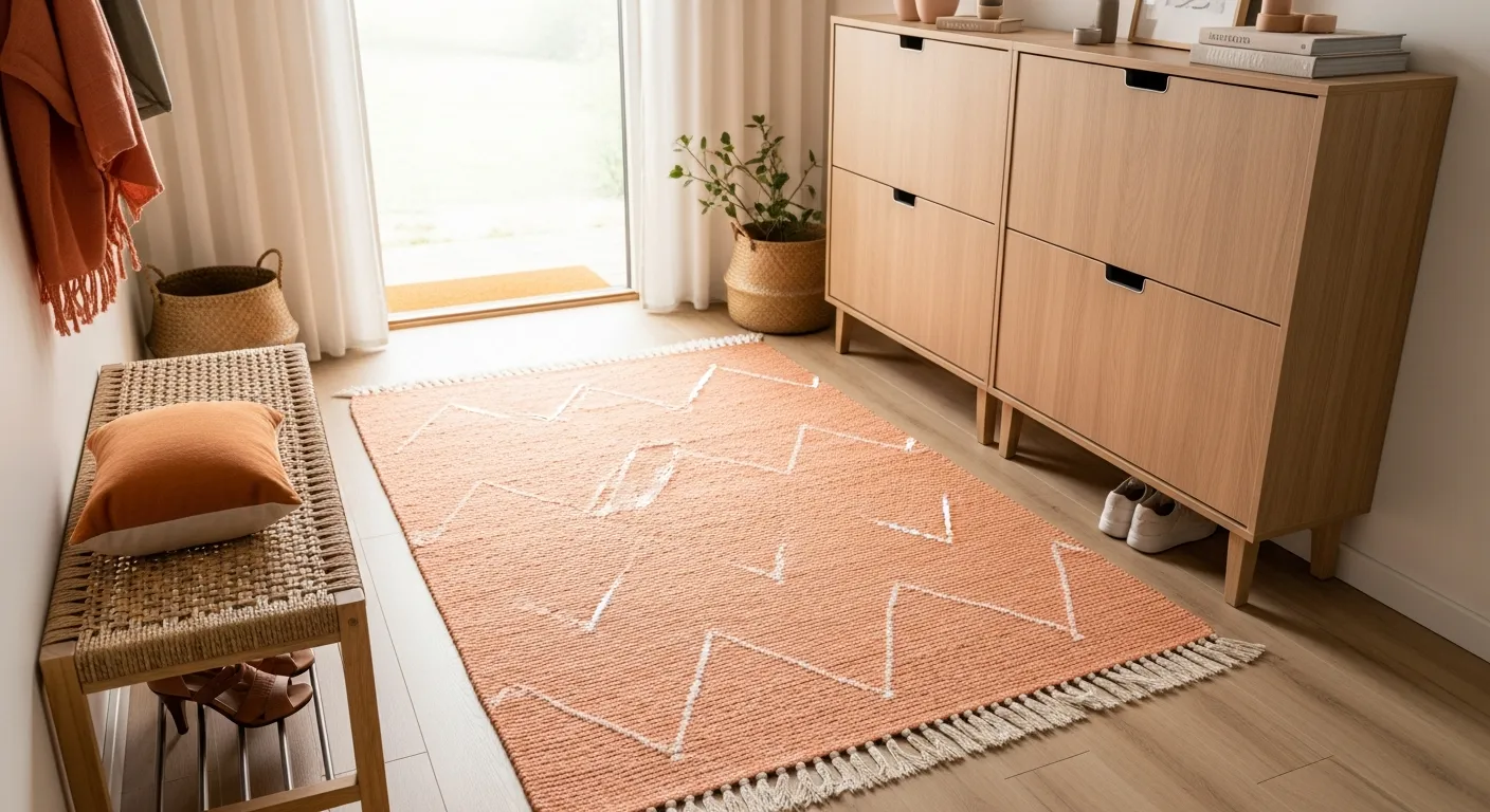 Minimalist Scandi Entryway ideas with clean lines and soft peach tones