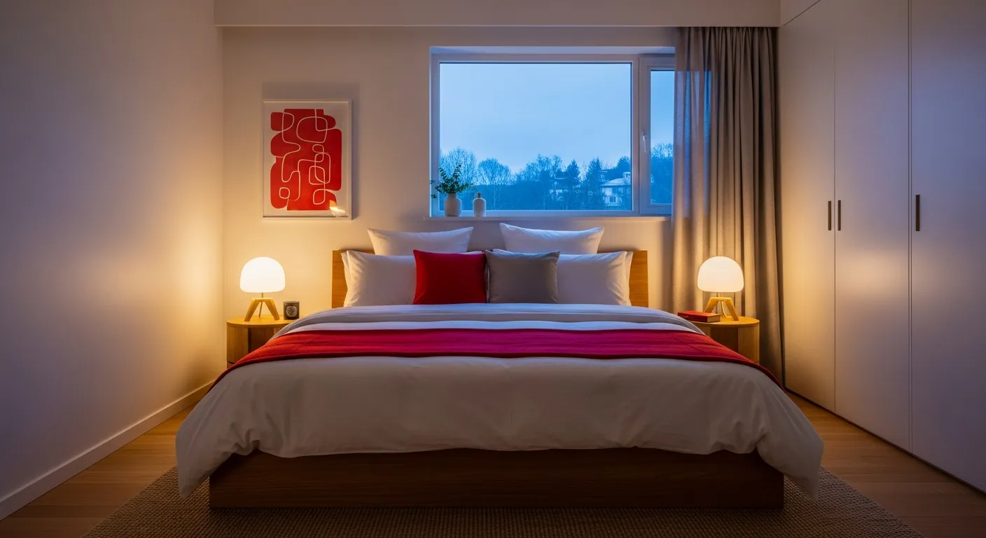 Deep red accent wall bedroom ideas for small spaces