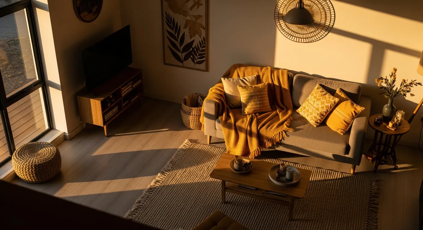 Modern living room ideas utilizing a butter yellow and grey color scheme