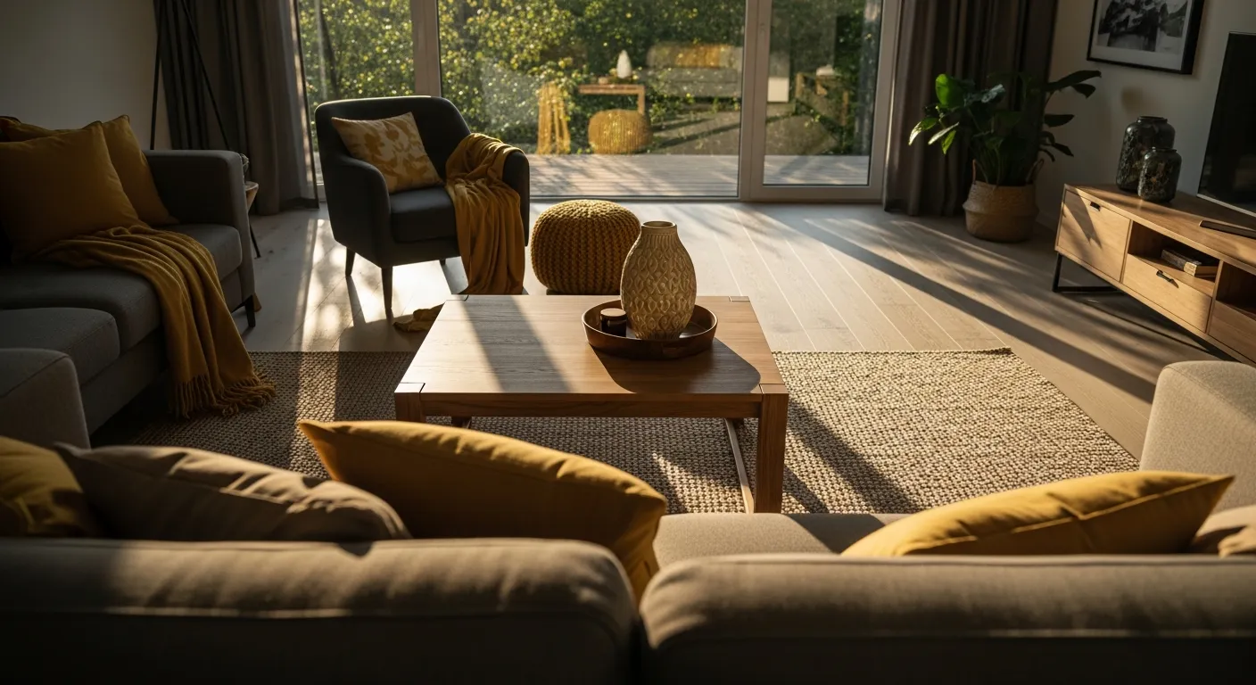 Bright modern living room ideas featuring a plush butter yellow sofa as a statement piece