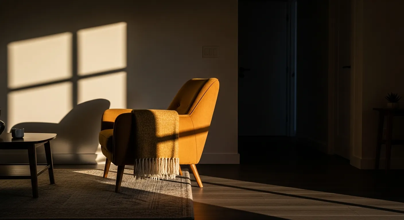 Completed look of modern living room ideas using butter yellow paint and decor