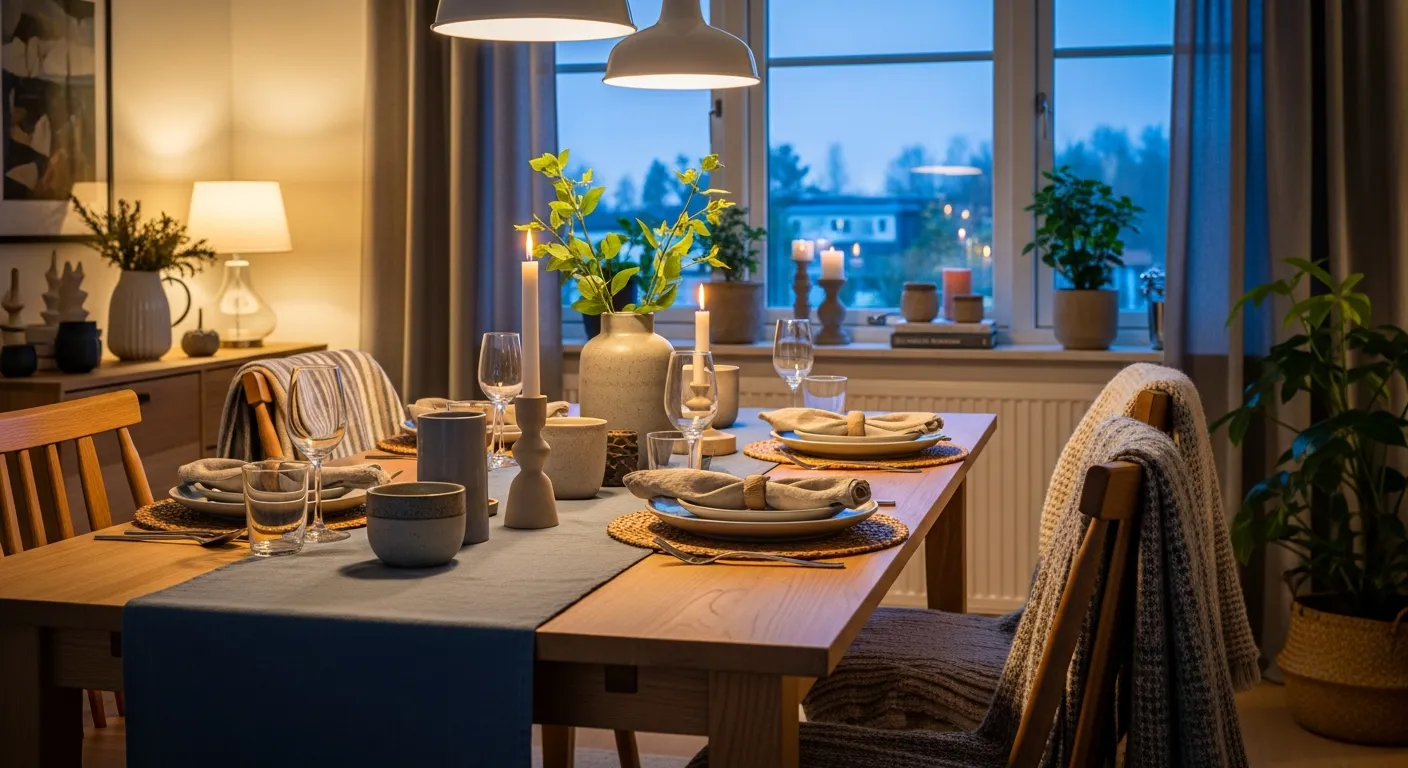 Styling details for Modern Dining Room ideas including lighting and minimal table settings