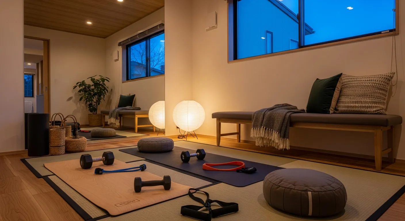 Minimalist Japandi Home Gym ideas with matte truffle paint