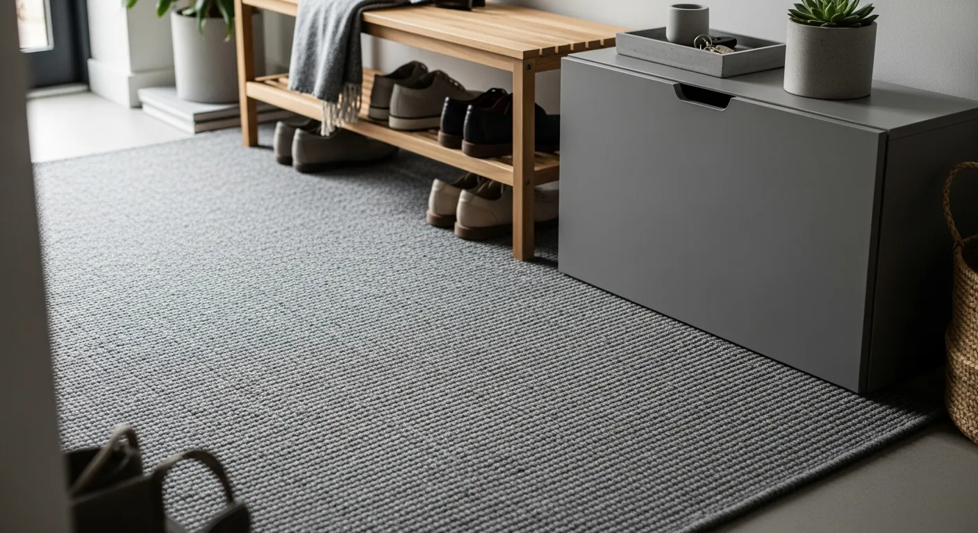 Modern minimalist entryway ideas with matte gray painted walls