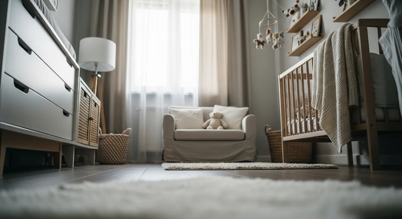 Natural wood accents blending with white decor in Modern Nursery & Kids Room ideas