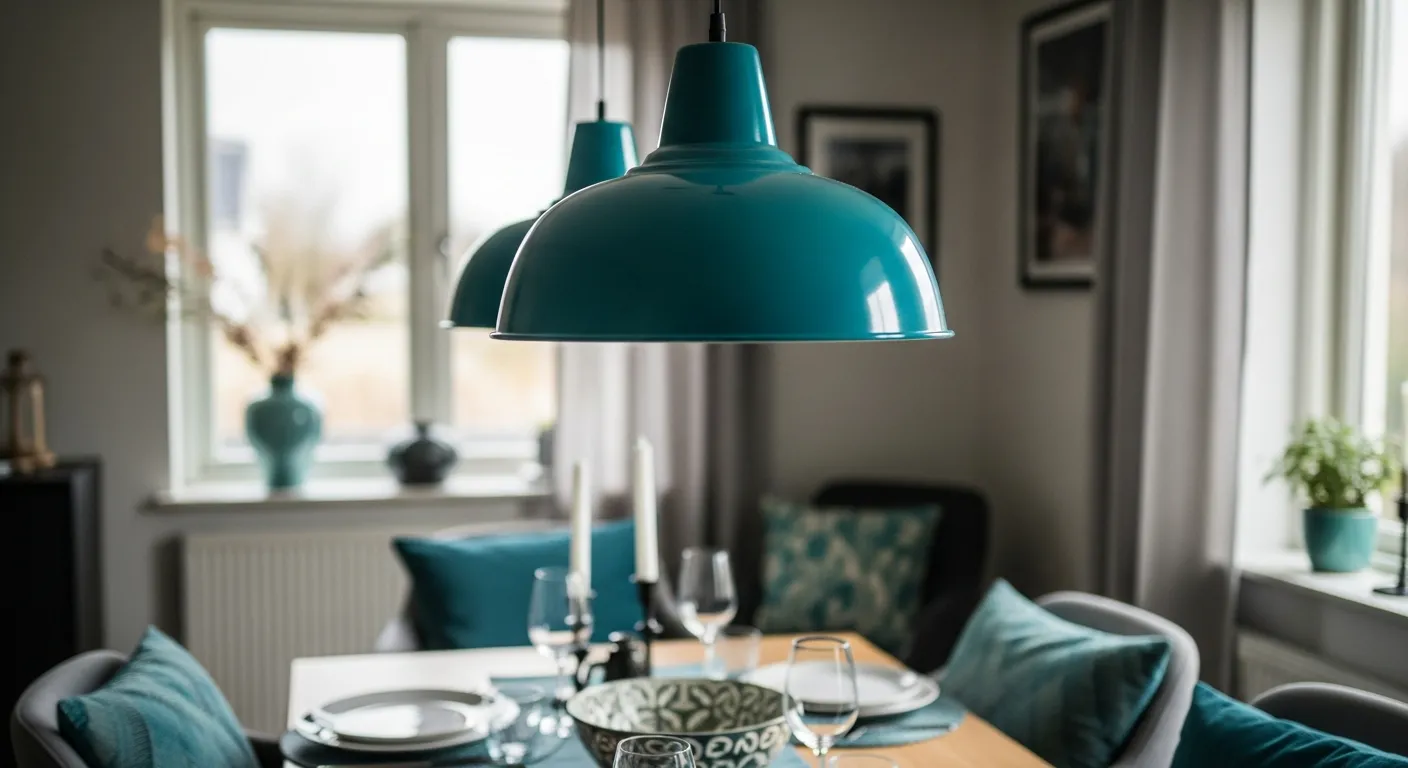 Modern Dining Room ideas emphasizing gold lighting fixtures above teal velvet chairs