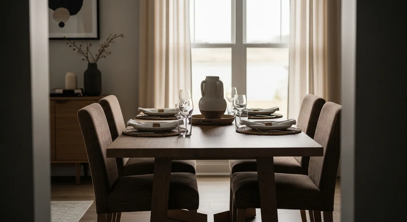 Minimalist Modern Dining Room ideas with intimate lighting setup