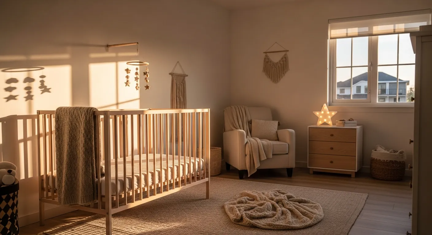 Natural light enhancing a modern white nursery design