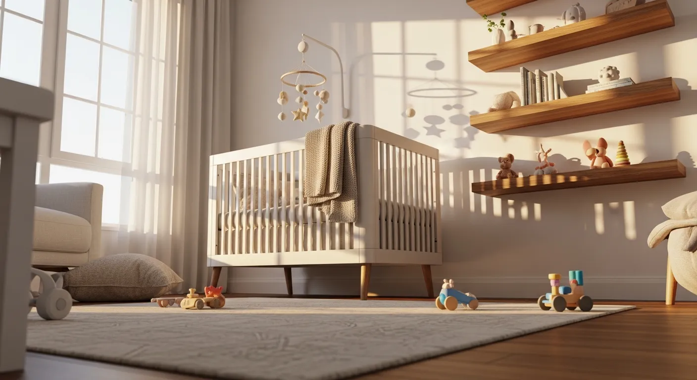 Cozy and modern white nursery interior design