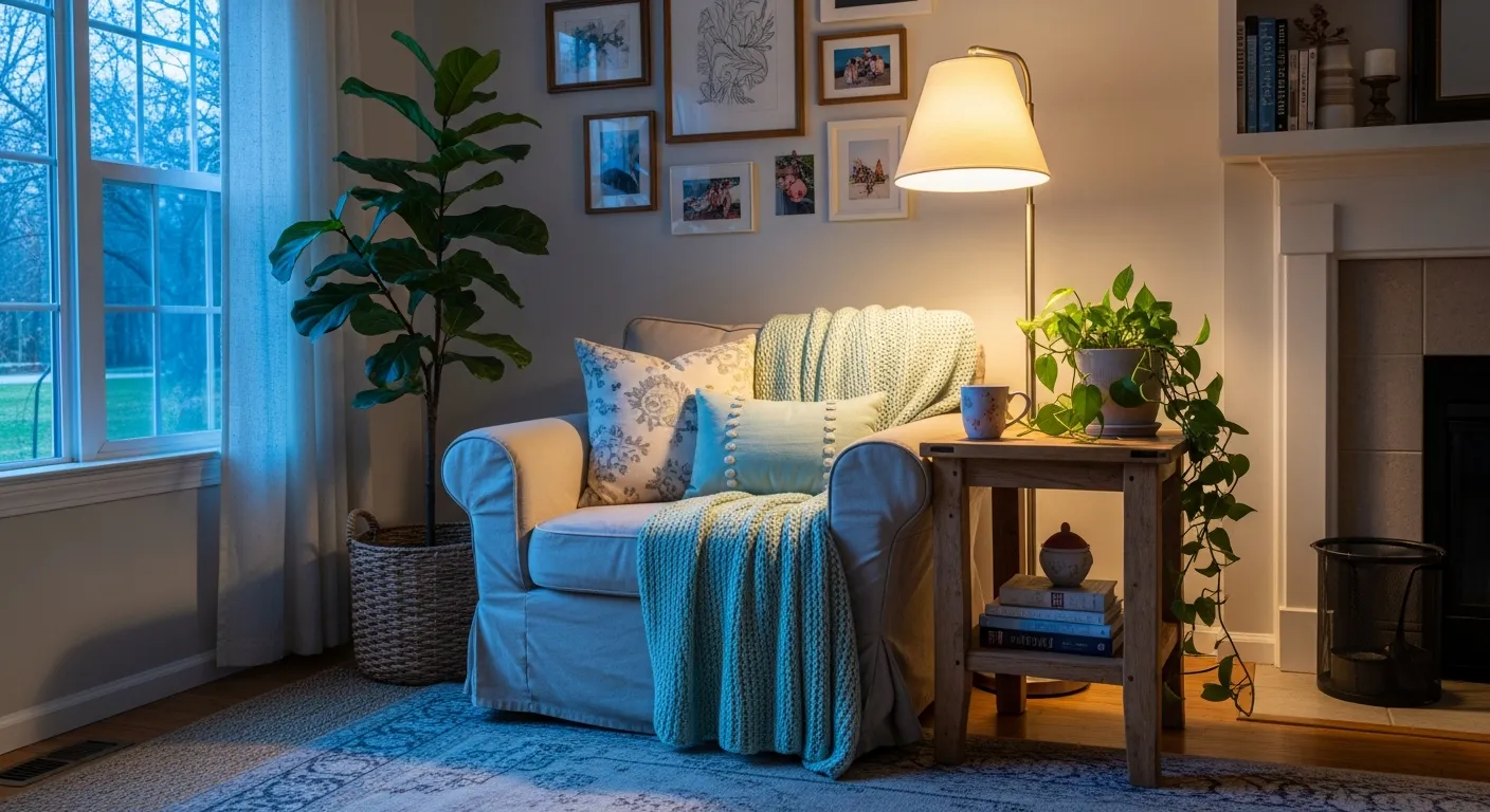 Styling tips for farmhouse living room ideas using mint green accents and vintage decor