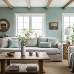 Fresh & Cozy: Pastel Mint Farmhouse Living Room Ideas