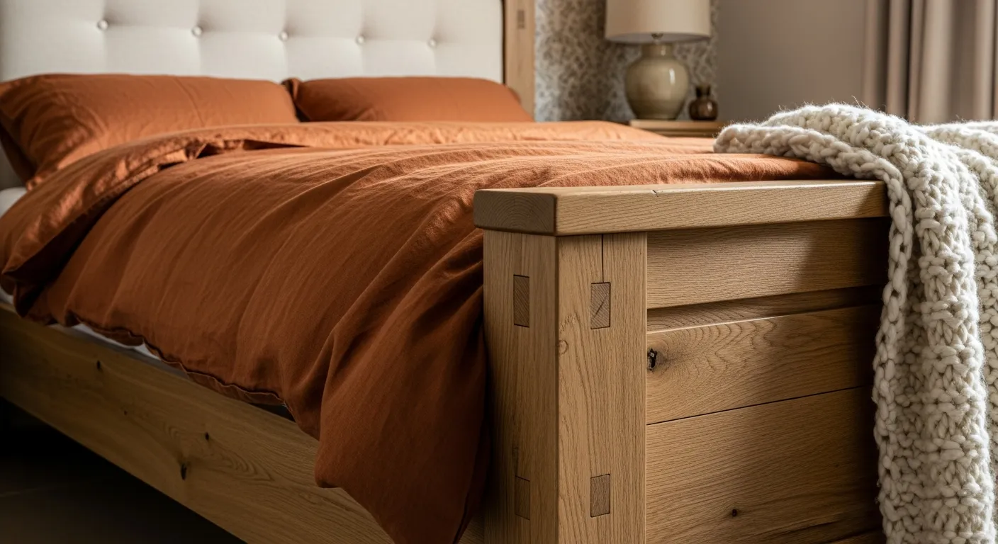 Essential furniture and lighting for rustic farmhouse bedroom ideas with copper details