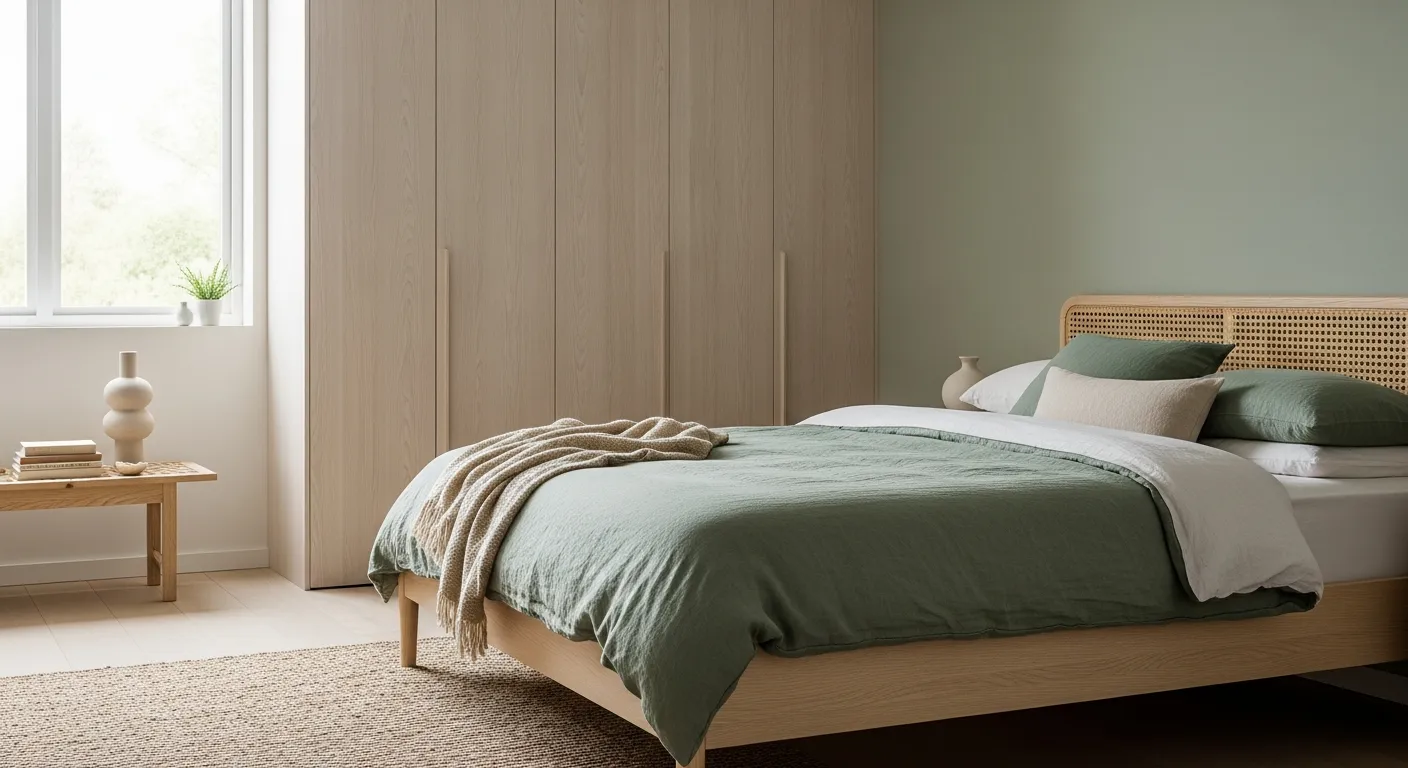 Layering textiles in Japandi Bedroom ideas