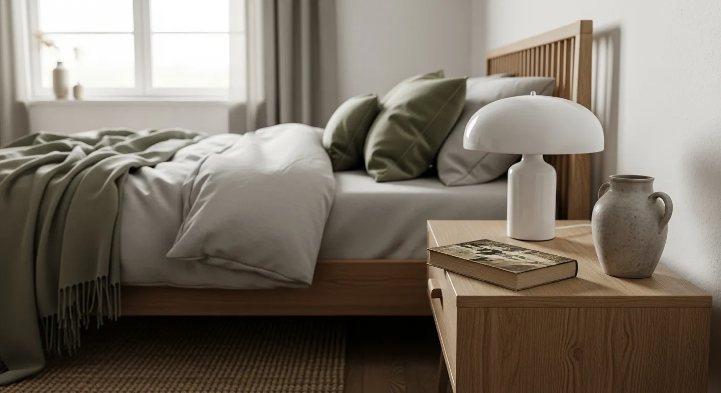 Final look of sage green bedding for Japandi Bedroom ideas