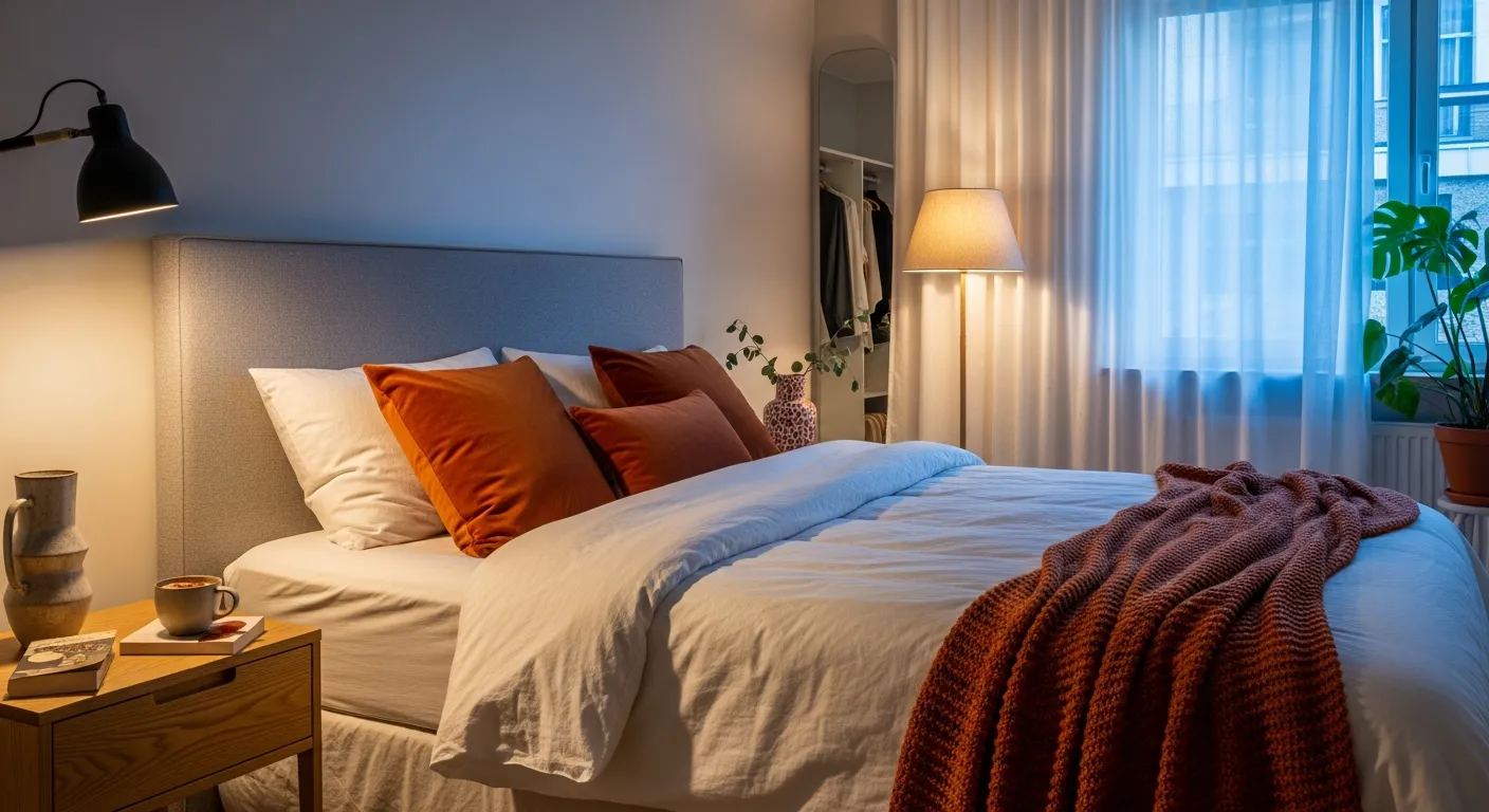 Final look for Scandi Bedroom ideas with layered textures