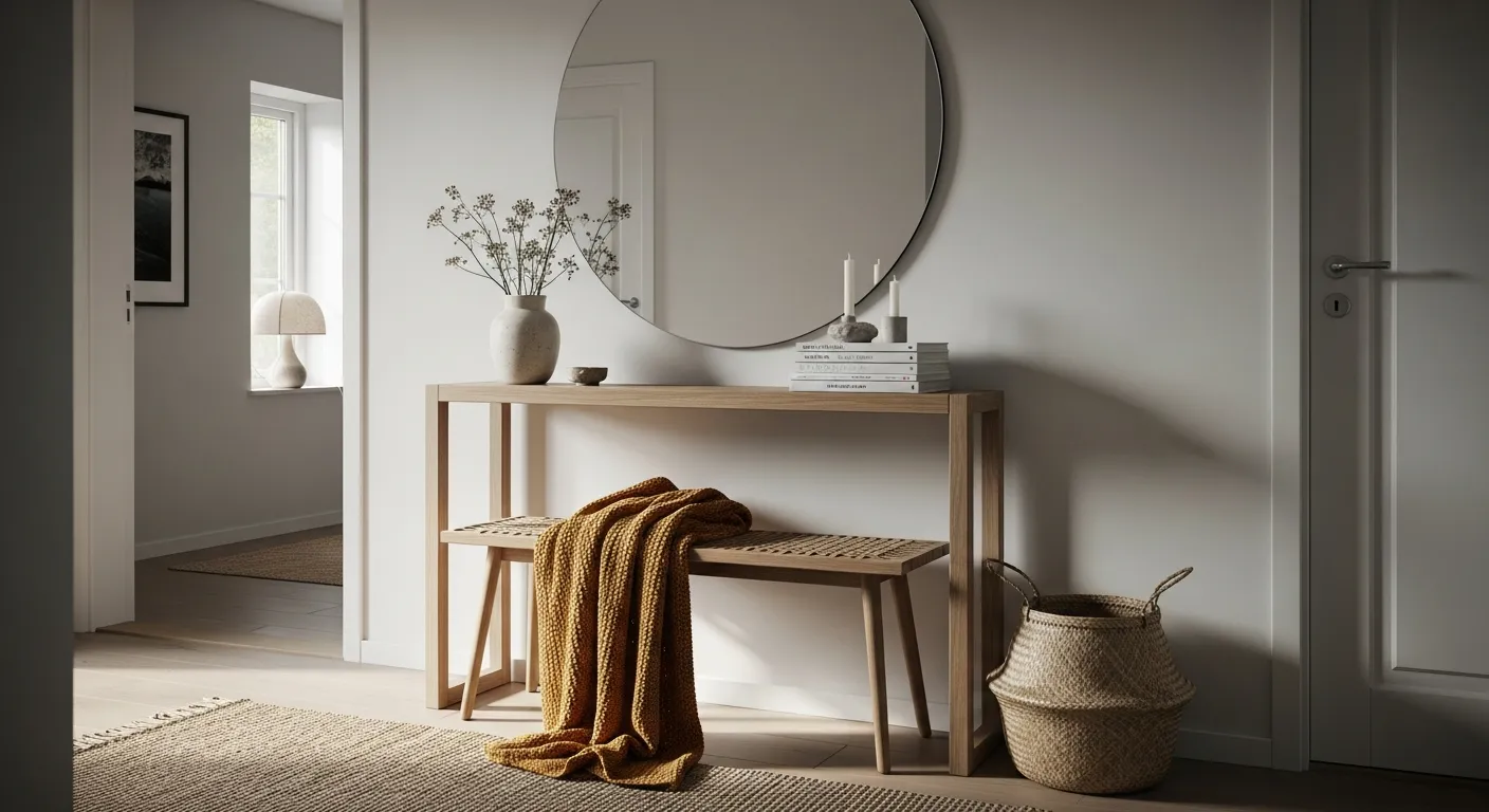 Mustard yellow accent wall implementation in Scandi Entryway ideas