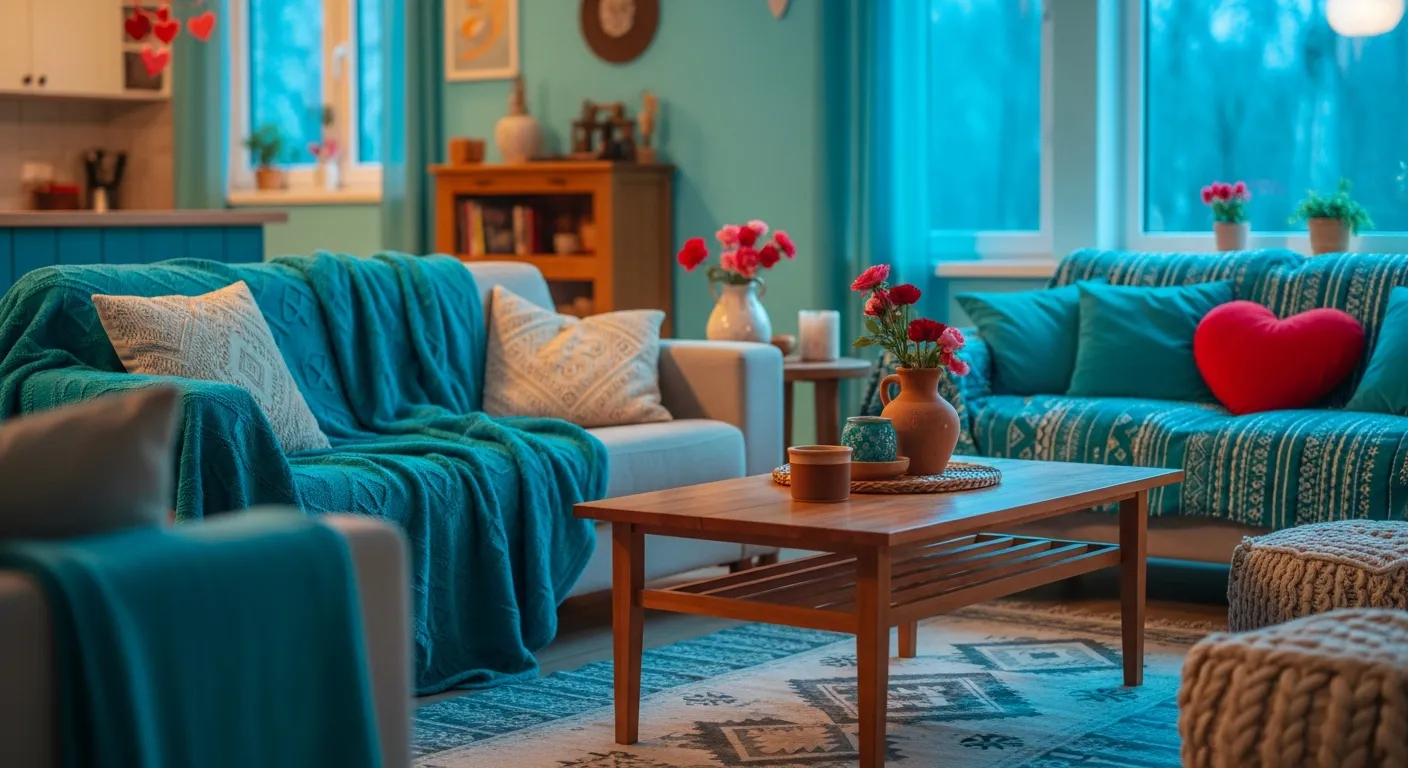Relaxing turquoise velvet sofa design within creative Bohemian Living Room ideas
