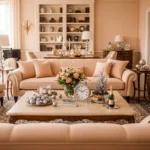 Creamy Peach Classic Luxury Living Room Ideas for NYE
