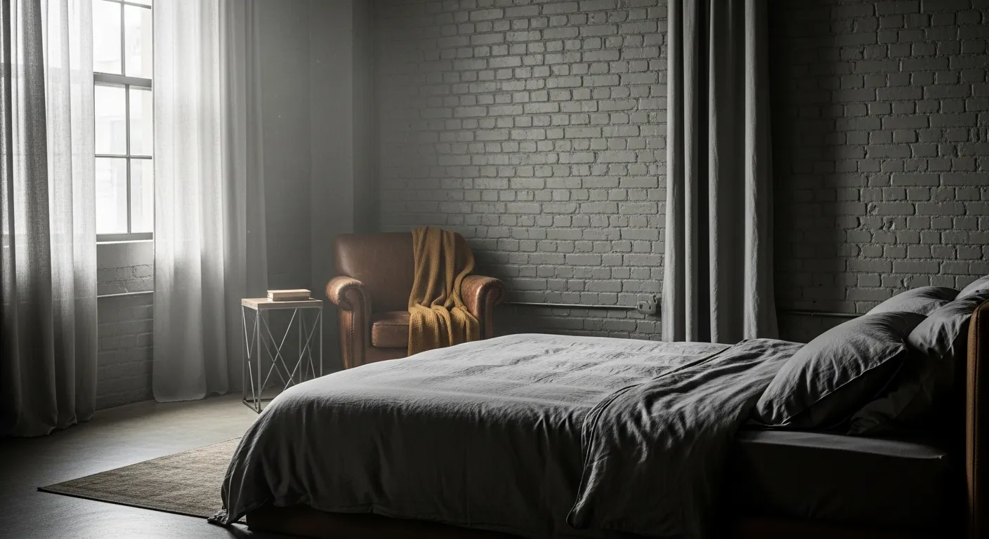 Rich truffle wall paint softening metal architectural details in an inviting space