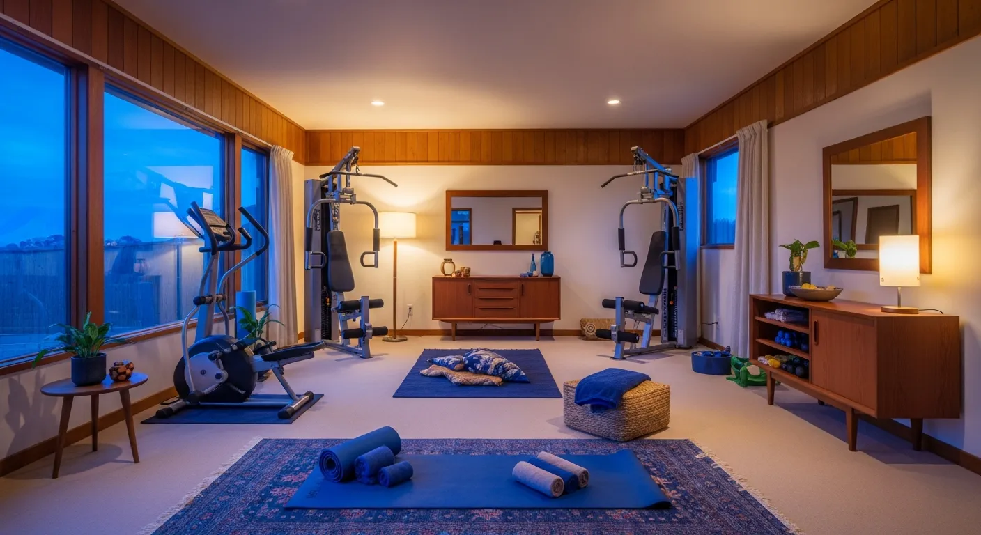 Equipment selection for Mid-Century Modern Home Gym ideas