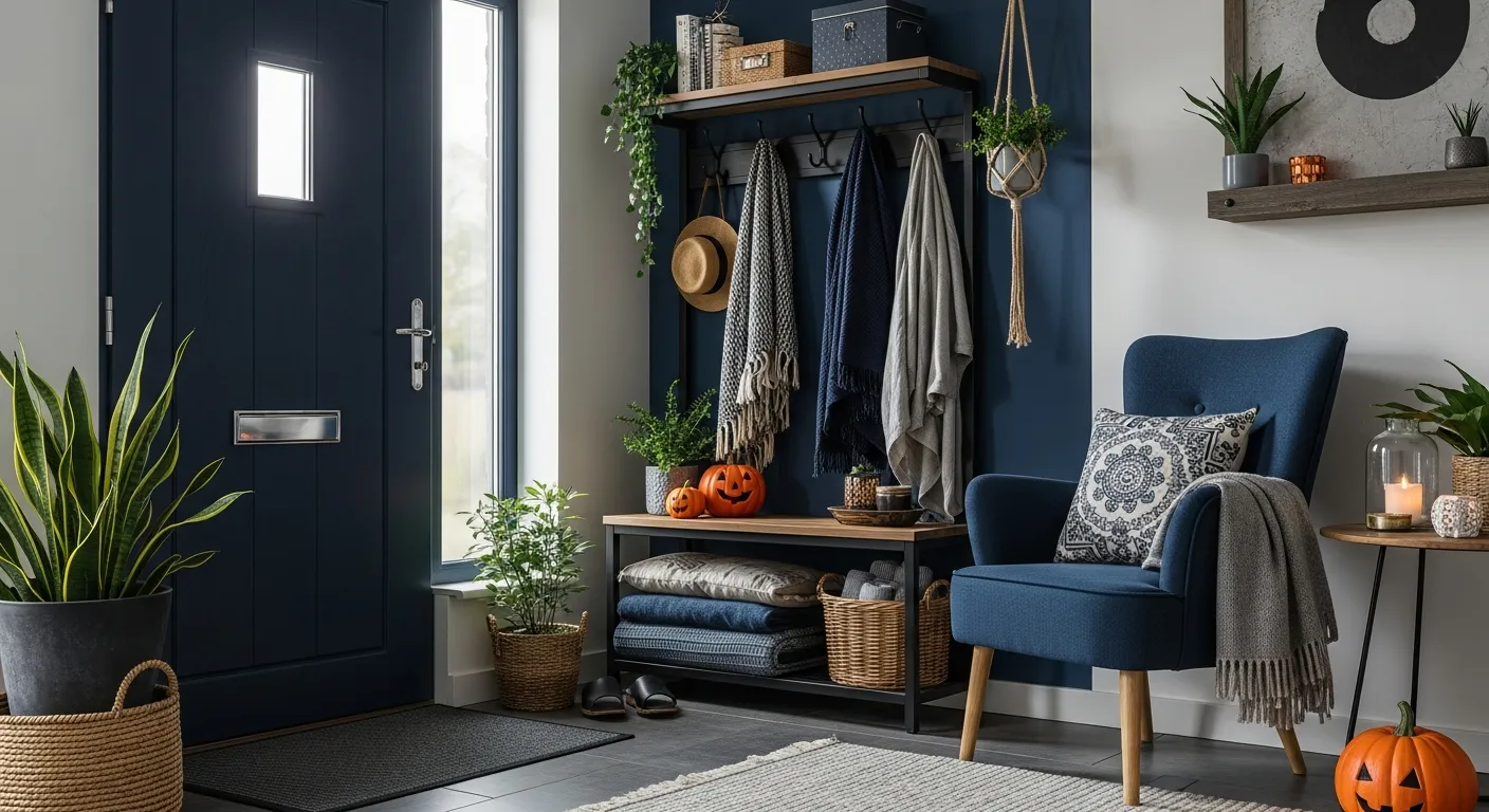 Budget-friendly styling tips for navy blue industrial entryway ideas