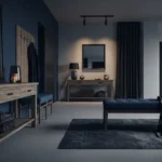 Stunning Industrial Entryway Ideas in Moody Navy Blue