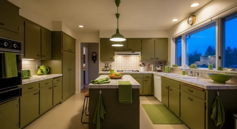 Olive Green Mid-Century Modern Kitchen Ideas & Styling