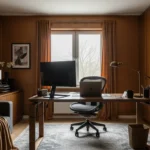 Modern Home Office Ideas: Warm Bronze Workspace Design