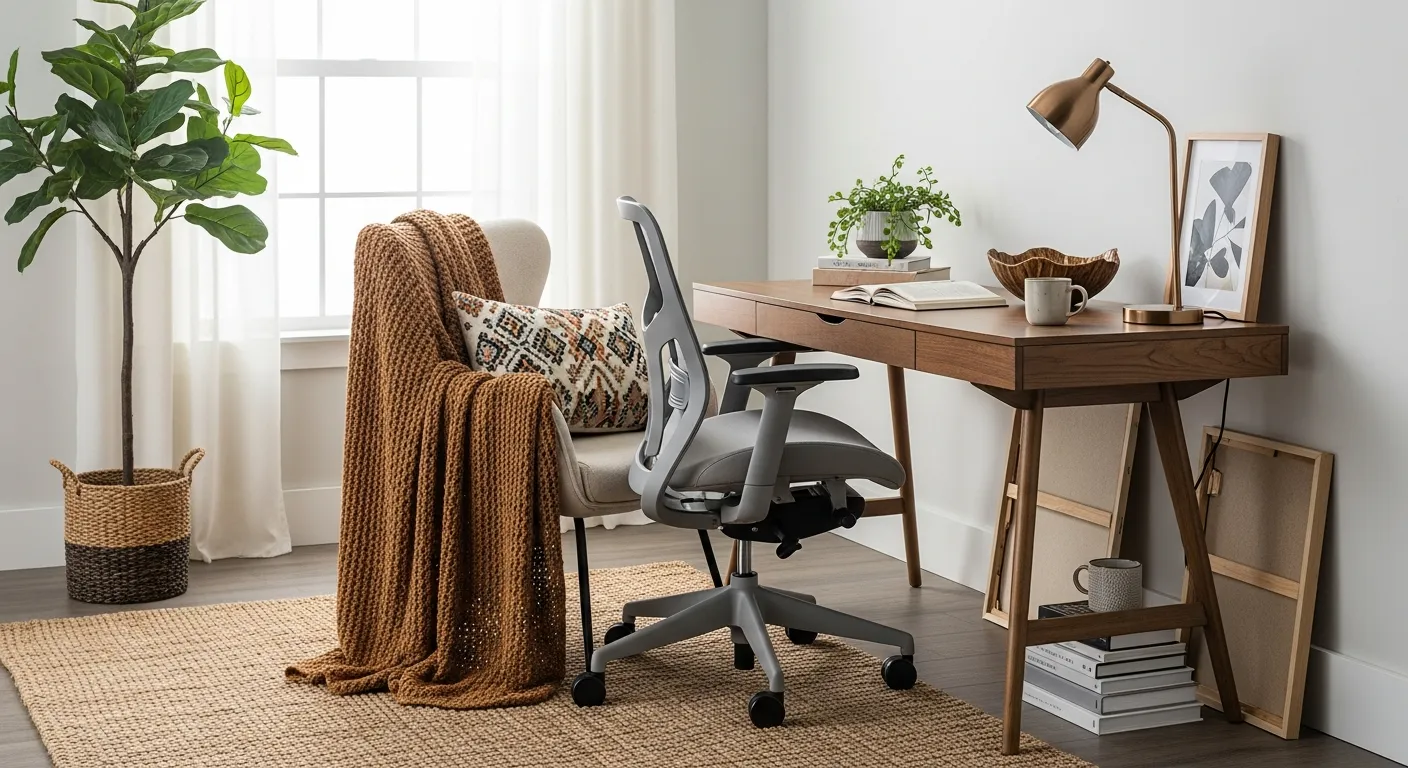 Styling tips for Modern Home Office ideas featuring minimalist desk accessories and warm ambient lighting