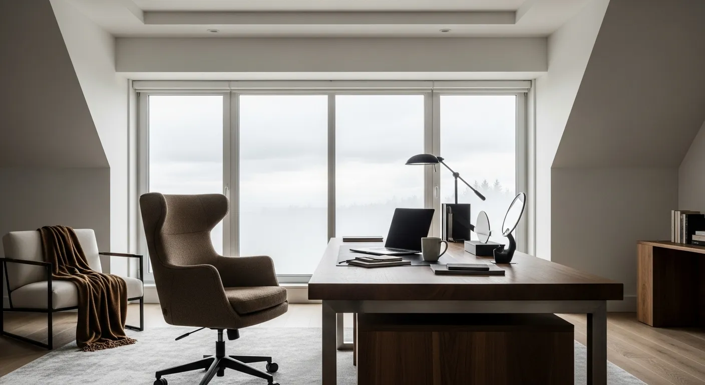 Modern Home Office ideas combining rich bronze hardware with sleek contemporary furnishings