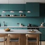 Teal Japandi Kitchen Ideas: Serenity Meets Bold Color Design