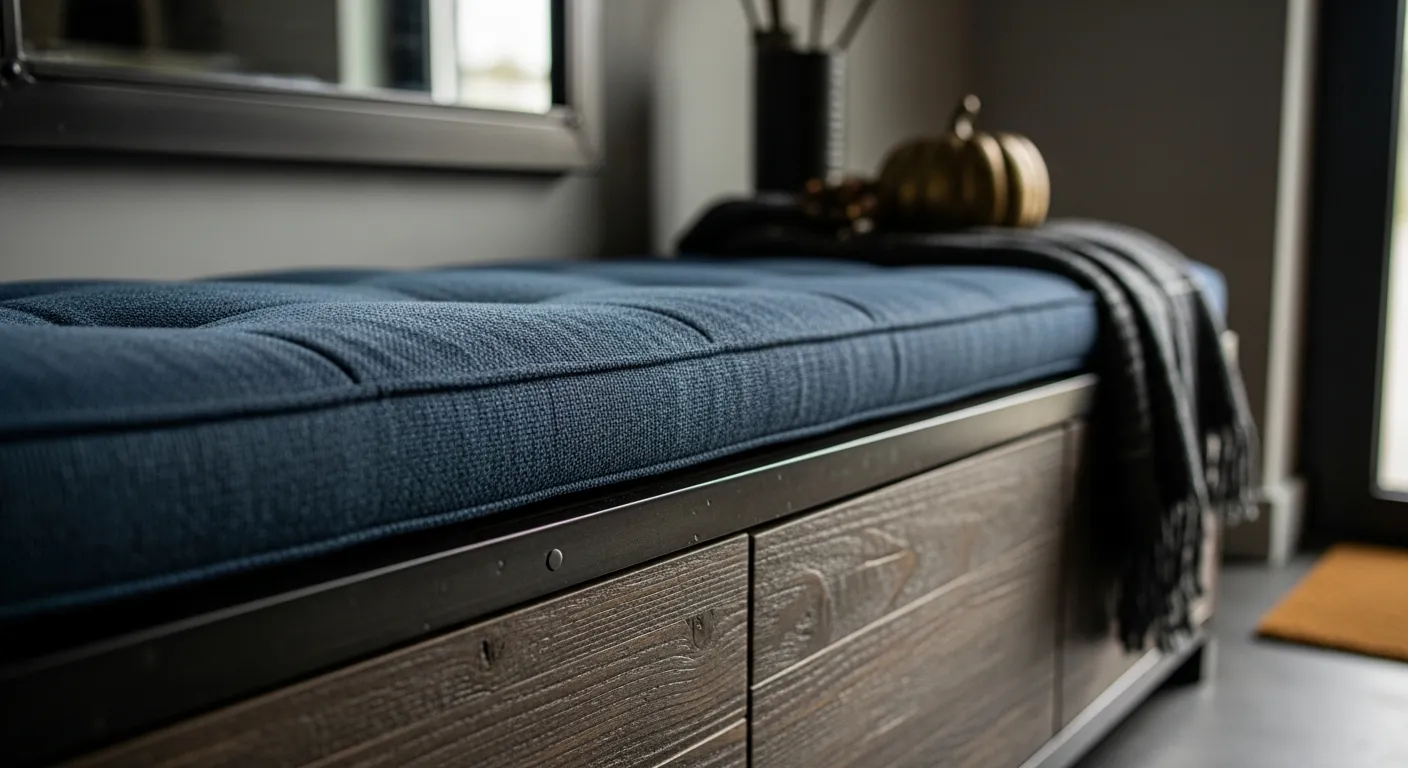 Rustic metal console table highlighting essential industrial entryway ideas