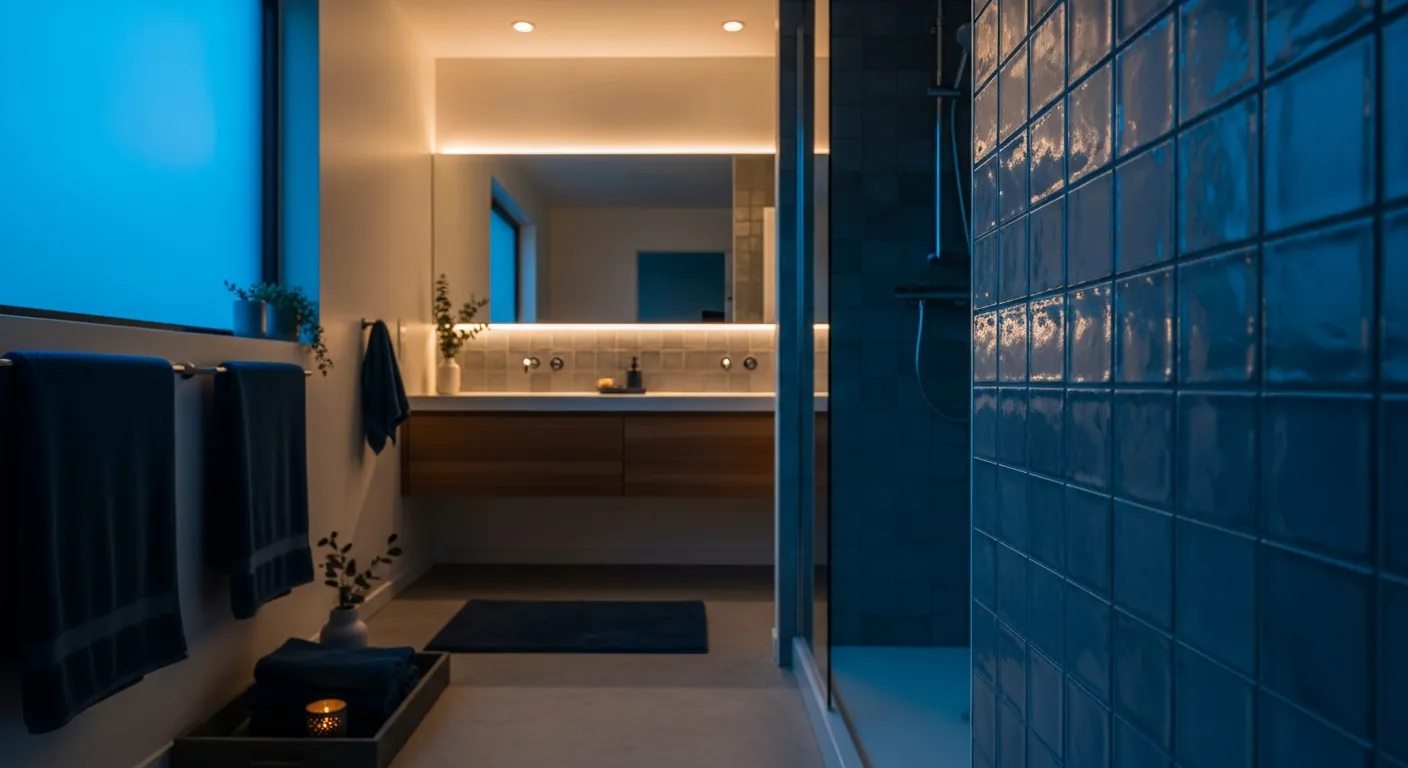 Minimalist bathroom ideas serene navy and white decor