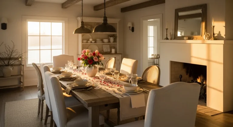 Off-White Farmhouse Dining Room Ideas for Valentine’s Day