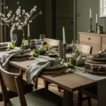Olive Green Japandi Dining Room Ideas for Spring