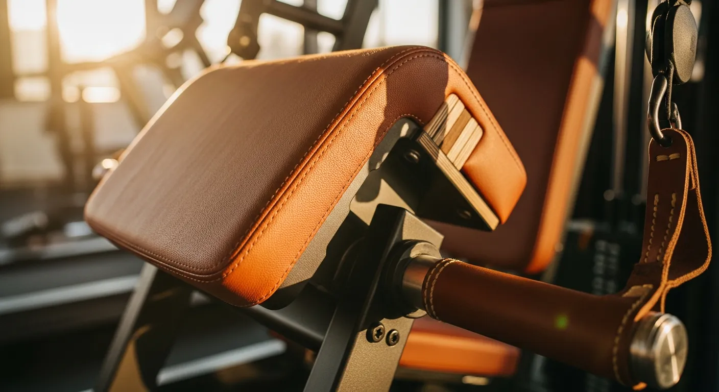 Essential furniture for Farmhouse Home Gym ideas featuring vintage wood elements and rust accents