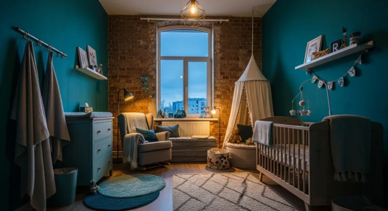 Top Teal Industrial Nursery & Kids Room Ideas