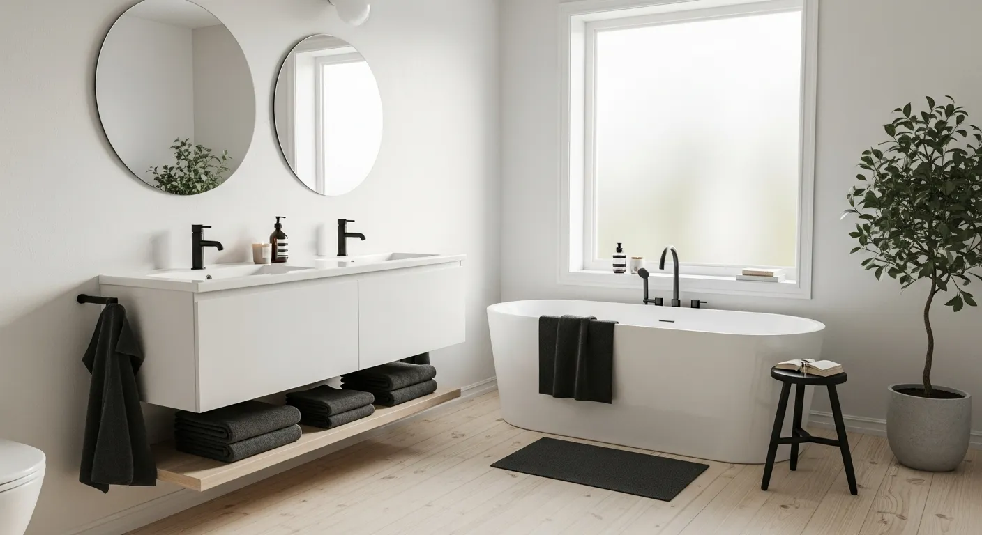 Step-by-step design for a chic black Scandinavian sanctuary bathroom