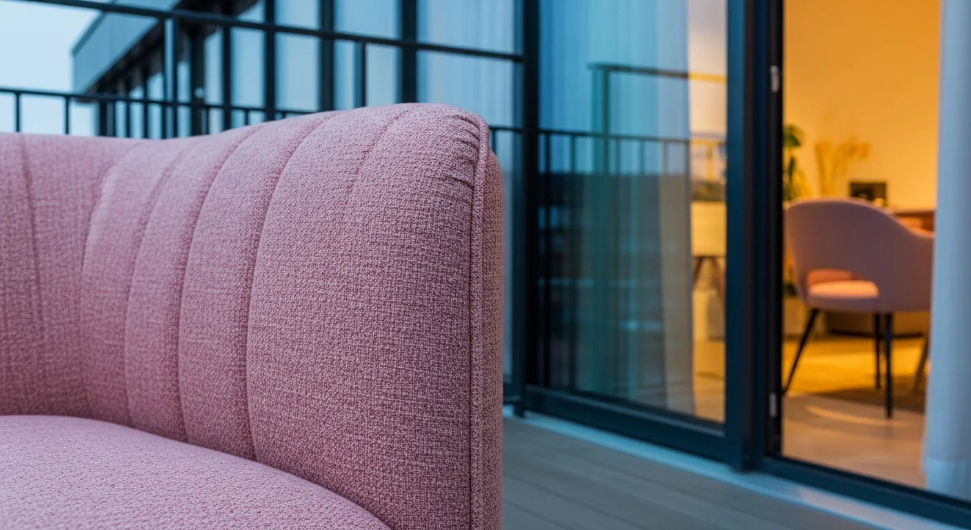 Matte black metal furniture and concrete textures for an inviting industrial balcony design